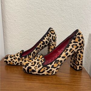 Cole Haan w Nike Air technology Pinup Leopard Block Heel Pumps - Tan/Black